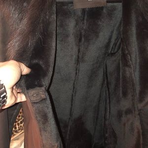 womens NWOT brown Calvin Klein long faux fur coat